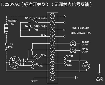 220VAC標準開關型<a href='http://www.ltwhmhz.cn/Product/diefa/diandongdiefa/' target='_blank'>電動<a href='http://www.ltwhmhz.cn/Product/diefa/' target='_blank'>蝶閥</a></a>接線圖