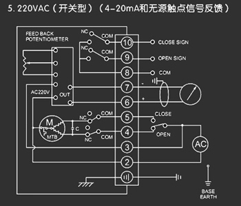 220VAC開關型<a href='http://www.ltwhmhz.cn/Product/diefa/diandongdiefa/' target='_blank'>電動<a href='http://www.ltwhmhz.cn/Product/diefa/' target='_blank'>蝶閥</a></a>接線圖